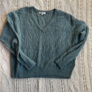 Madewell Alna V-Neck Sweater, Heather Lagoon, Size Small